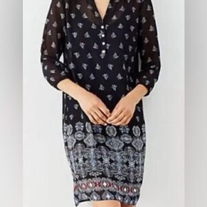 J.Jill sheer henley paisley shift dress, 3/4 sleeve - size Medium petite